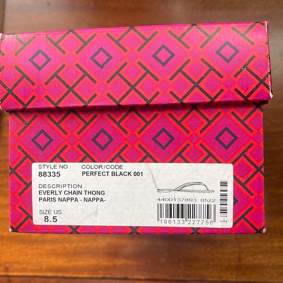 Tory Burch Everly Chain Thong - Black 8.5 New In Box - Picture 1 of 5